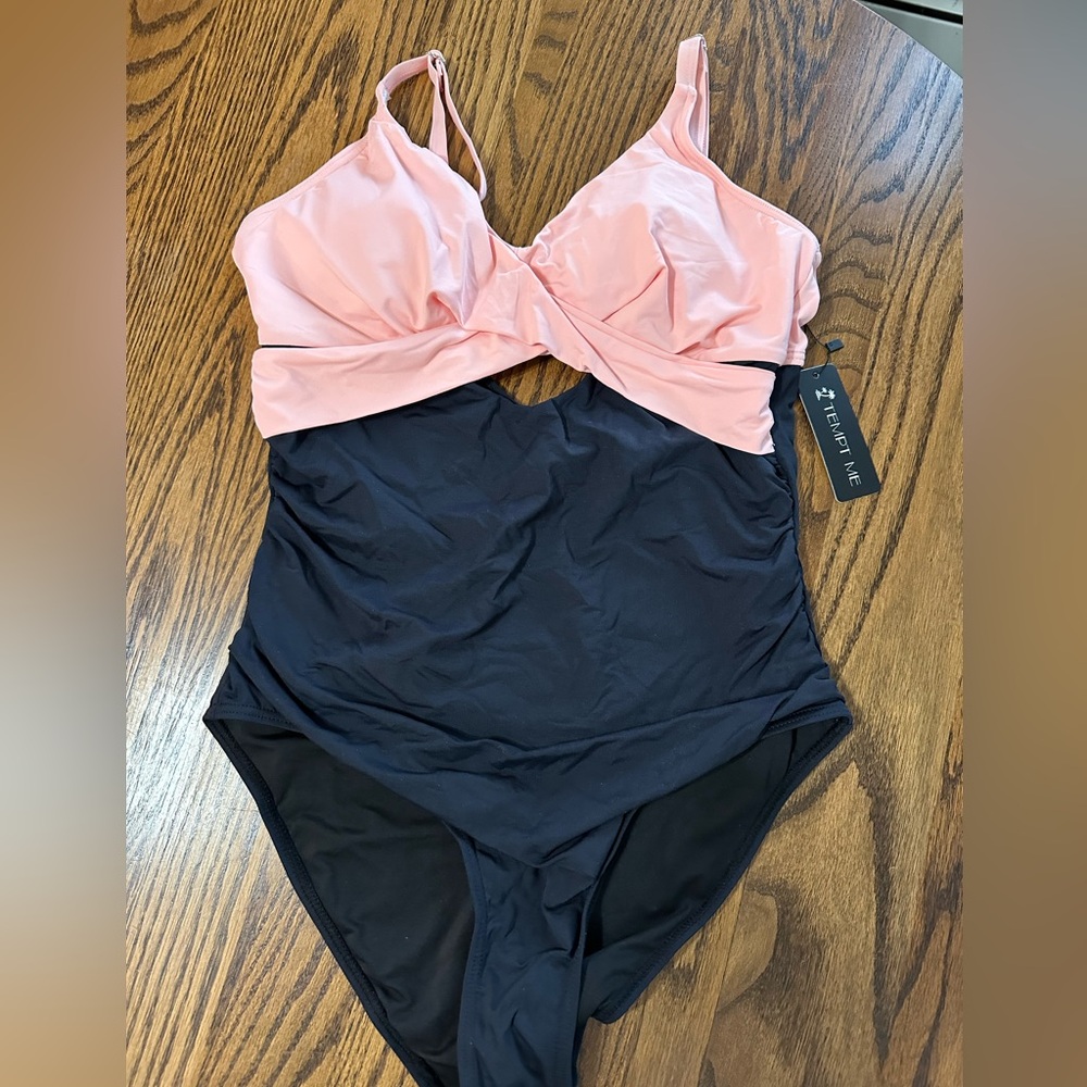 Tempt Me Pink and Black One Piece Swimsuit